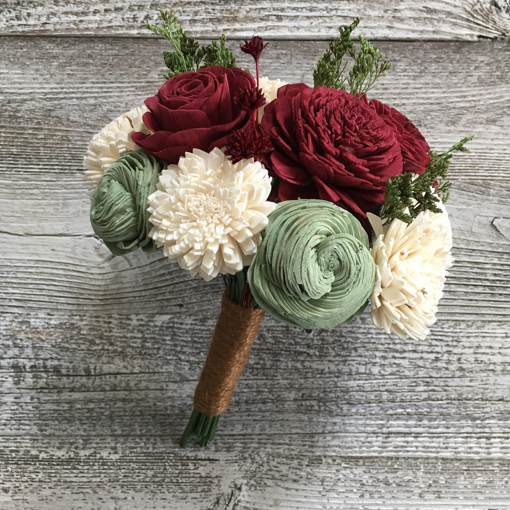 Classic Holiday Holi-Daze Wooden Flower Bouquet - PineandPetalWeddings