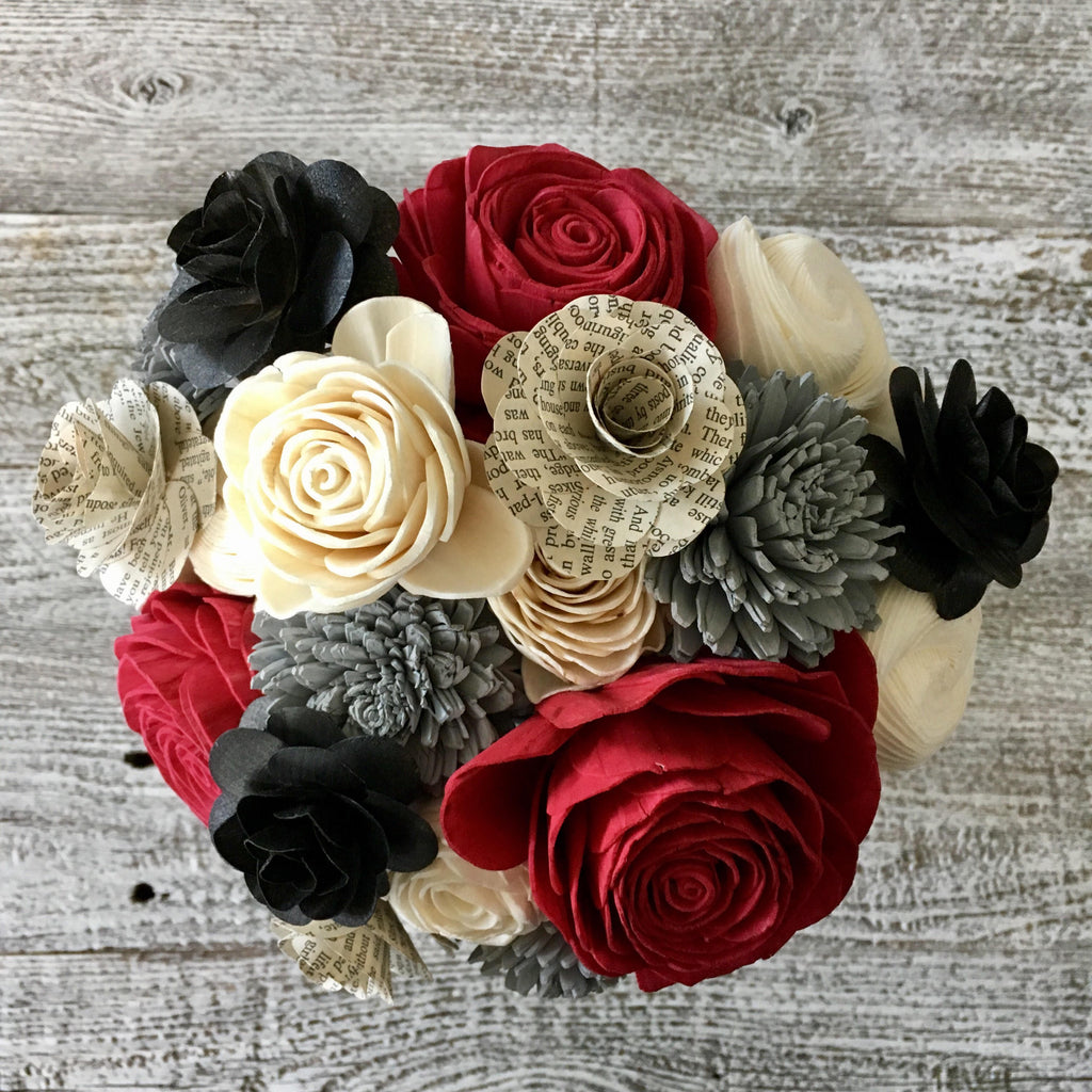 Classy Book Page Flower Bouquet - PineandPetalWeddings