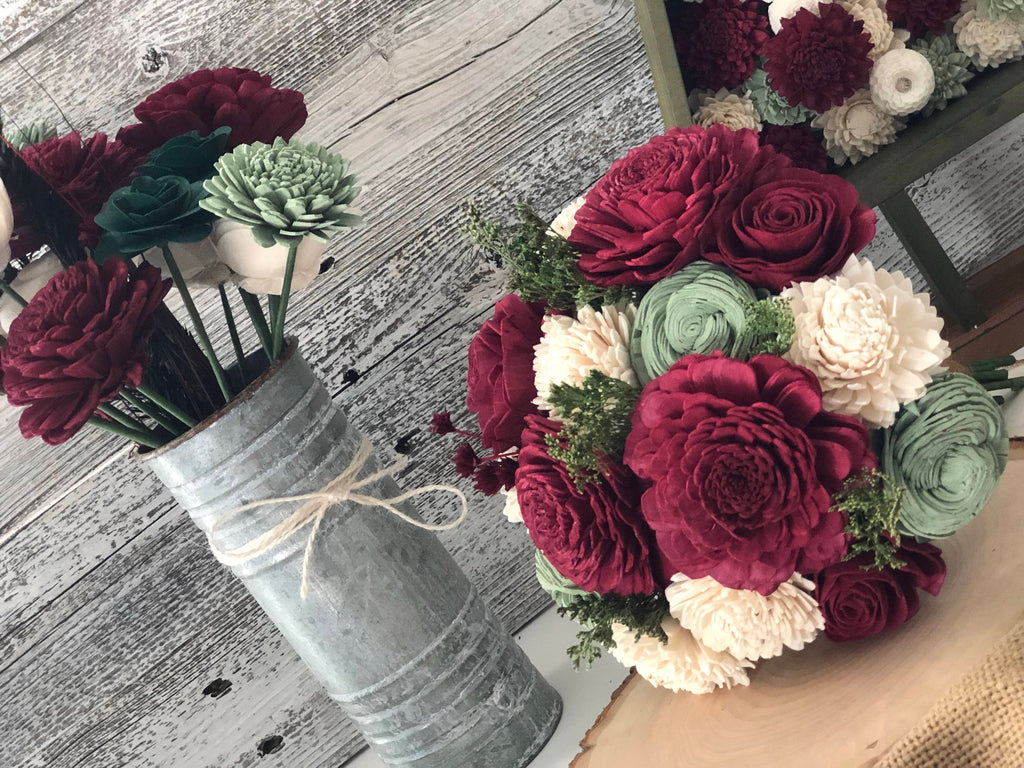 Classic Holiday Holi-Daze Wooden Flower Bouquet - PineandPetalWeddings