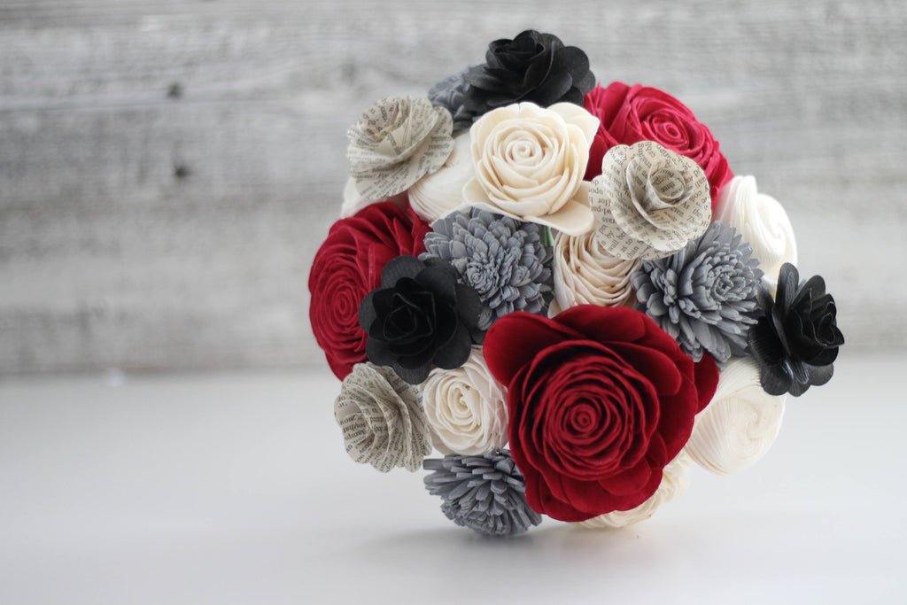 Classy Book Page Flower Bouquet - PineandPetalWeddings