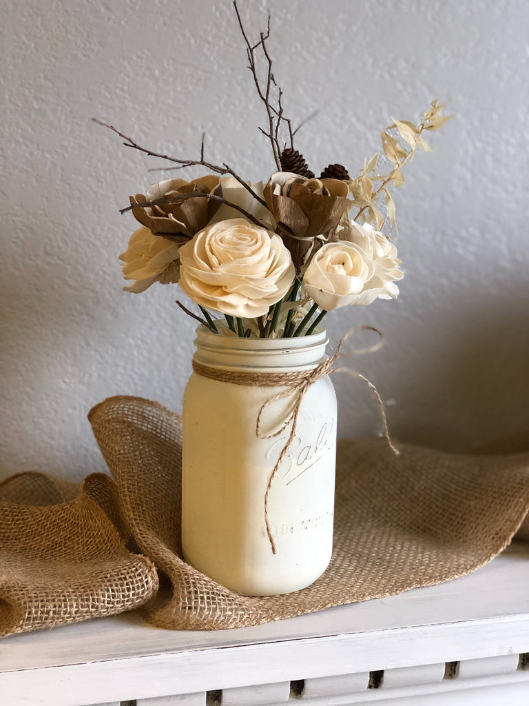 Winter Wooden Flower Arrangement - PineandPetalWeddings