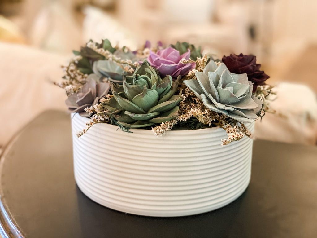 lasting sola wood succulent centerpiece arrangement ideas from pine and petal market