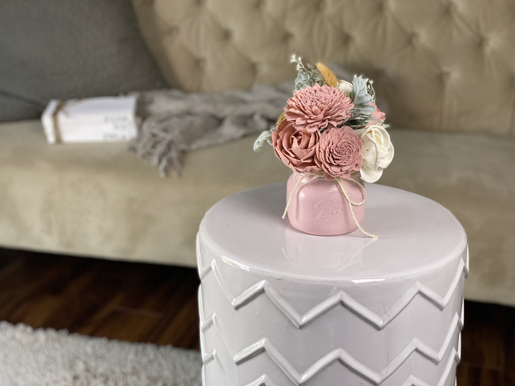 rustic sola wood flower arrangement for baby girl nursery