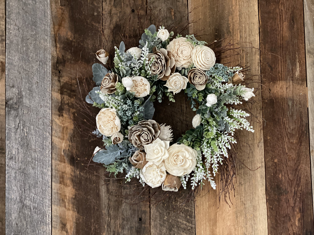 wispy sola wood flower wreath for modern farmhouse