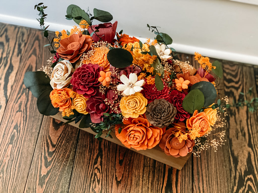 Branches and Blooms Fall Table Arrangement - PineandPetalWeddings